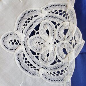NOS Vintage 36" Round Table Cloth Battenburg Lace 100% Cotton "China Art Linens"